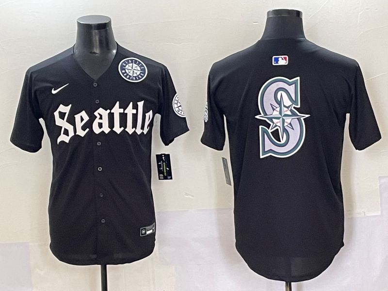 Men 2025 Seattle Mariners Blank black Five generations Joint Name Nike MLB Jersey style 11->seattle mariners->MLB Jersey